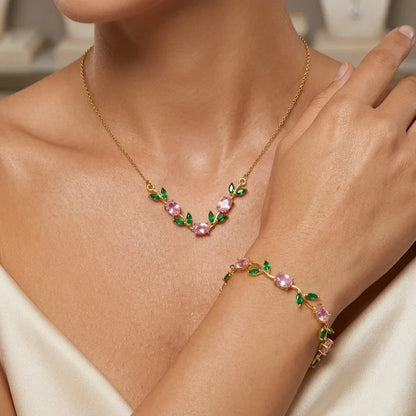 Viral Luminous Tulip U Necklace & Bracelet Set ( Allow to open )