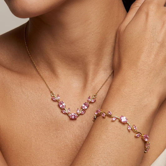 Viral Luminous Tulip U Necklace & Bracelet Set ( Allow to open )