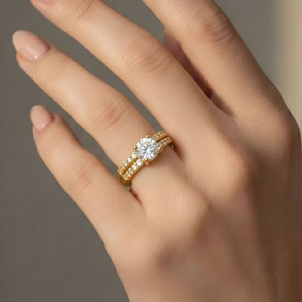 Elegant  Halo Cuff Ring