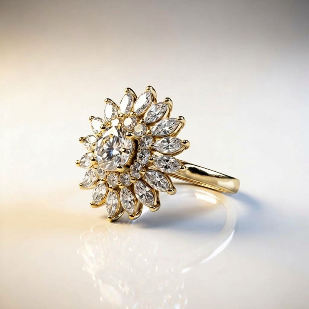 Elegant Crystal Flower Ring