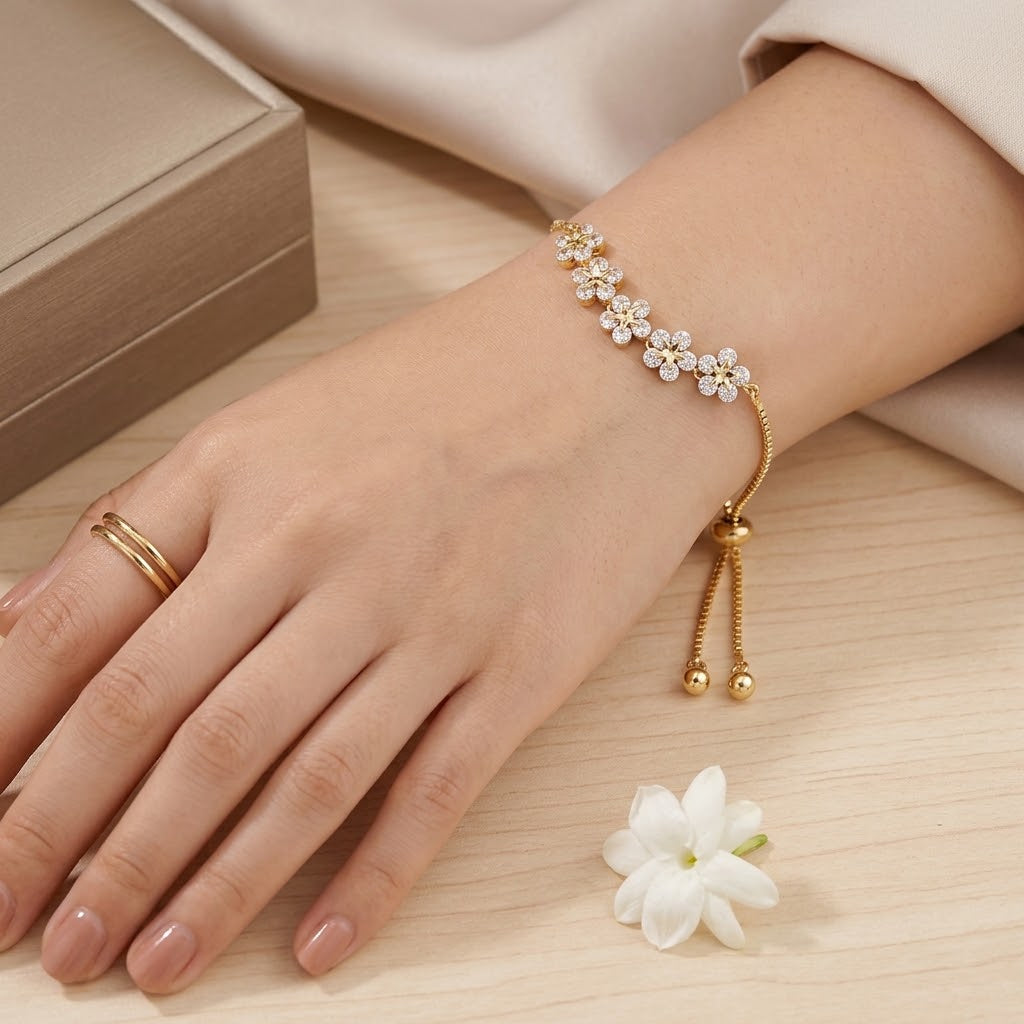 Star Flower Chain Bracelet  ( Allow to open )