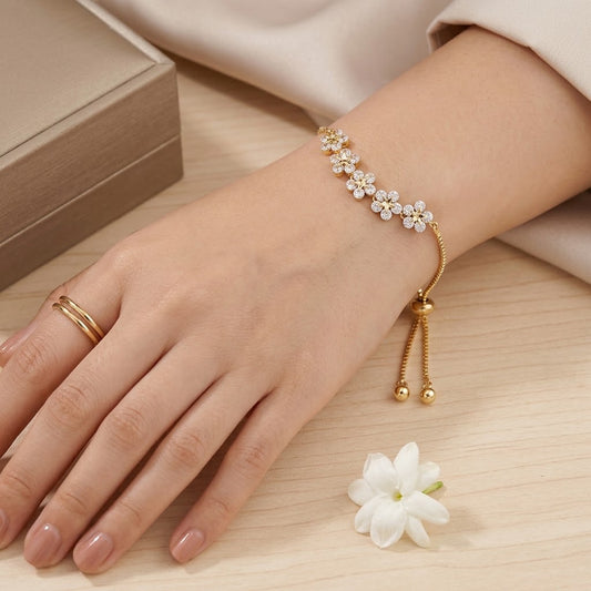 Star Flower Chain Bracelet  ( Allow to open )