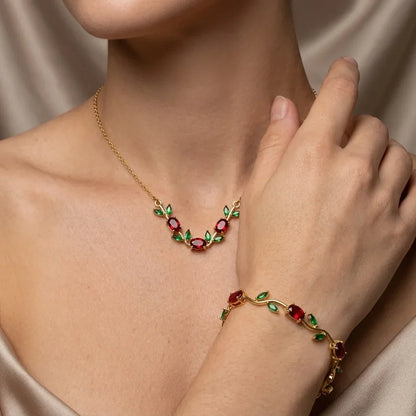 Viral Luminous Tulip U Necklace & Bracelet Set ( Allow to open )