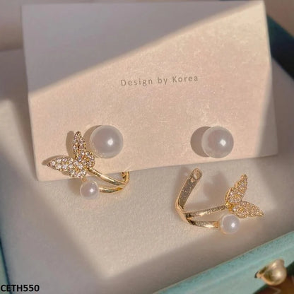 LSH Butterfly / Pearl Stud Tops Pair  ( Allow to open parcel )