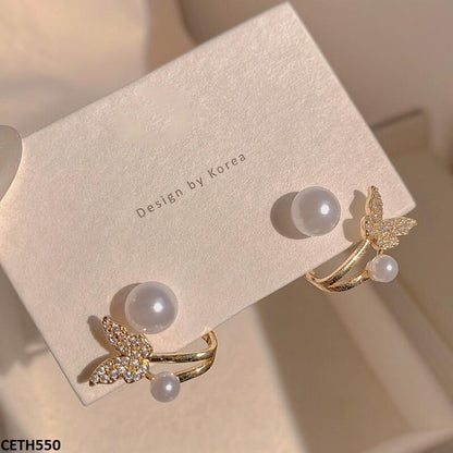 LSH Butterfly / Pearl Stud Tops Pair  ( Allow to open parcel )