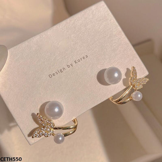 LSH Butterfly / Pearl Stud Tops Pair  ( Allow to open parcel )