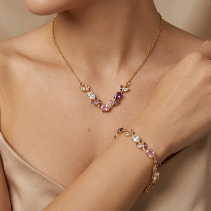 Viral Luminous Tulip U Necklace & Bracelet Set ( Allow to open )