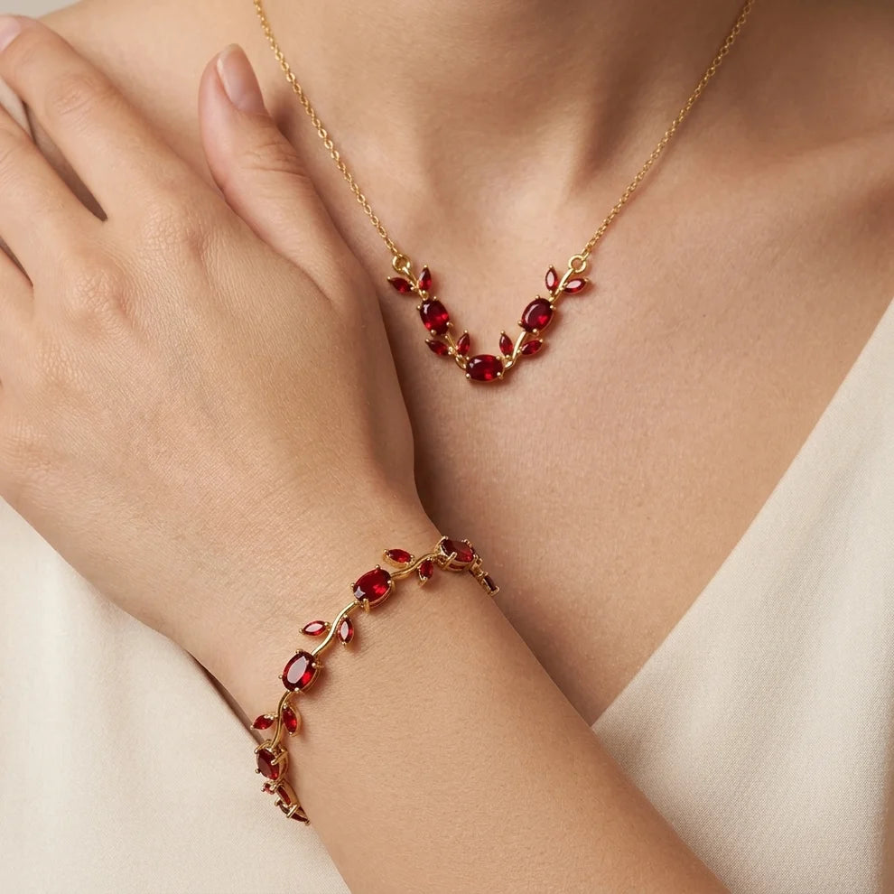 Viral Luminous Tulip U Necklace & Bracelet Set ( Allow to open )