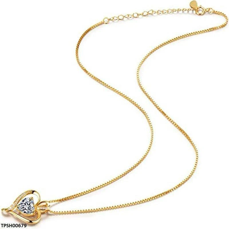 Elegant Double Heart Crystal Pendant Necklace ( Allow to open )