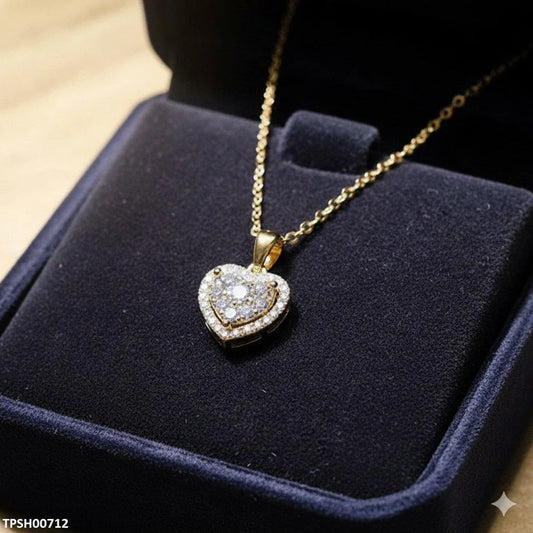 Sparkling -Tone Heart Pendant Necklace ( Allow to open )