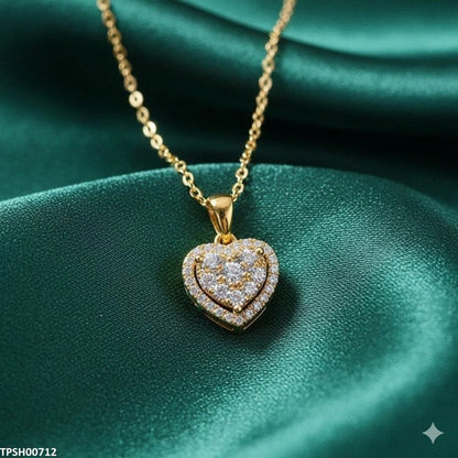 Sparkling -Tone Heart Pendant Necklace ( Allow to open )