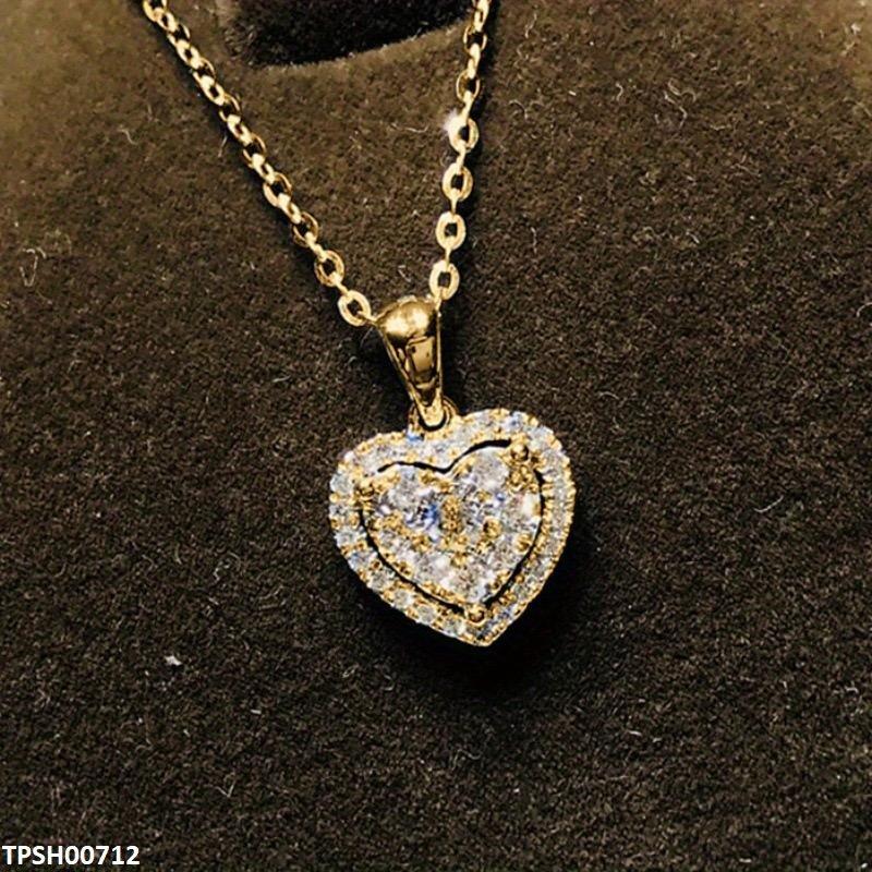 Sparkling -Tone Heart Pendant Necklace ( Allow to open )