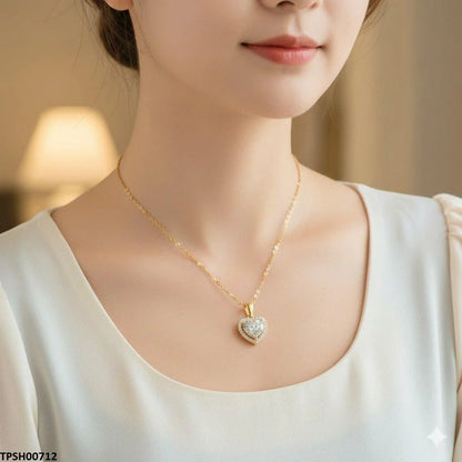 Sparkling -Tone Heart Pendant Necklace ( Allow to open )