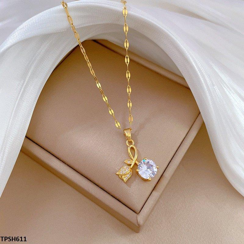 Flower Circle Drop  Necklace ( Allow to open )