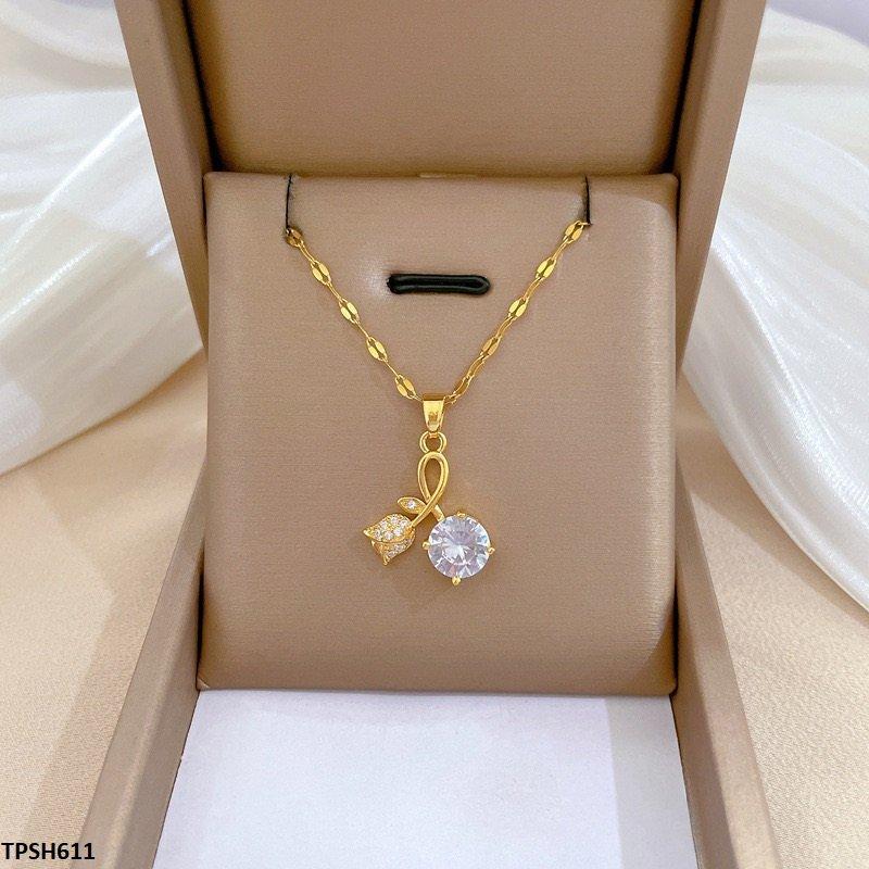 Flower Circle Drop  Necklace ( Allow to open )