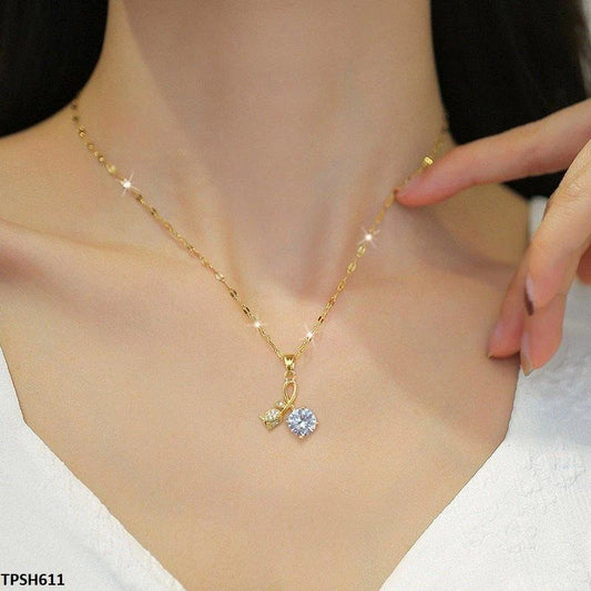 Flower Circle Drop  Necklace ( Allow to open )