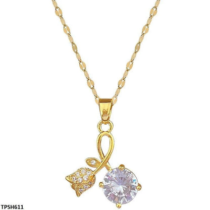 Flower Circle Drop  Necklace ( Allow to open )
